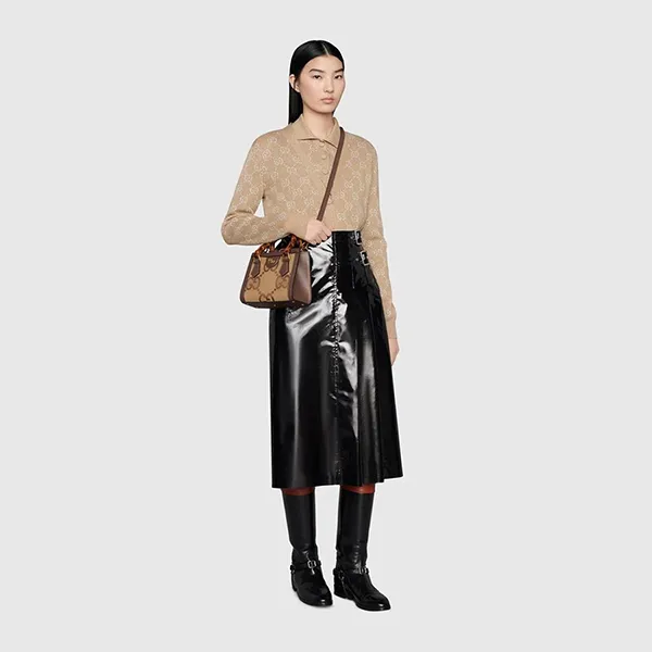 Túi Xách Tay Nữ Gucci Diana Jumbo GG Mini Tote Bag 655661 UKMBT 2572 Màu Nâu