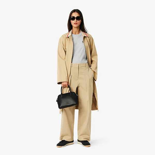 Túi Xách Tay Nữ Lacoste Women's Chantaco Piqué Small Leather Handbag Màu Đen