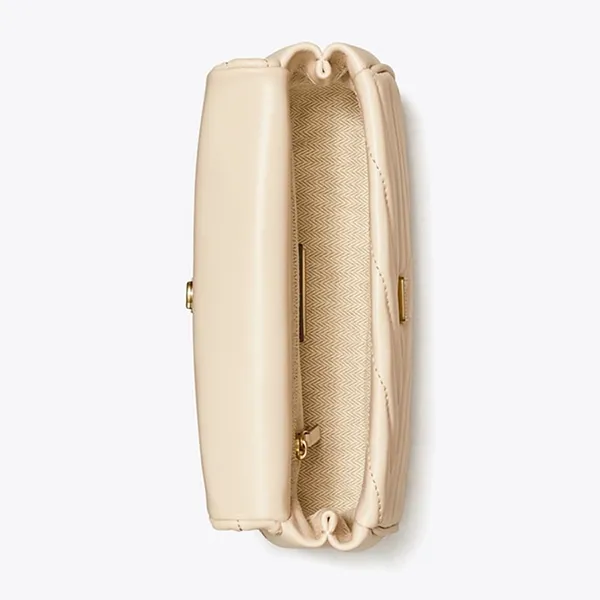 Túi Xách Tay Nữ Tory Burch Kira Chevron Top Handle Bag New Cream Màu Kem