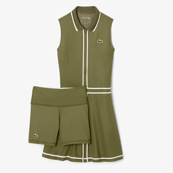 Váy Thể Thao Nữ Lacoste Women's Ultra Dry Heritage Trim Golf Dress EF8581 51 6N7 Màu Xanh Rêu Size 36