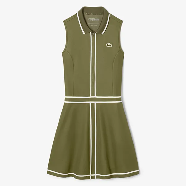 Váy Thể Thao Nữ Lacoste Women's Ultra Dry Heritage Trim Golf Dress EF8581 51 6N7 Màu Xanh Rêu Size 36