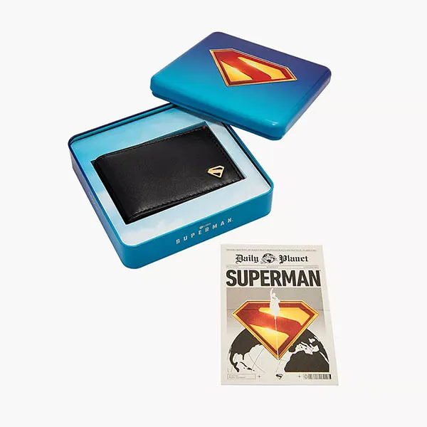 Ví Da Nam Fossil Superman x Fossil Derrick Money Clip Bifold ML4706001 Màu Đen