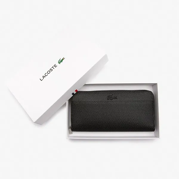 Ví Lacoste Chantaco Piqué Wallet Large NF3885KL-000 Màu Đen