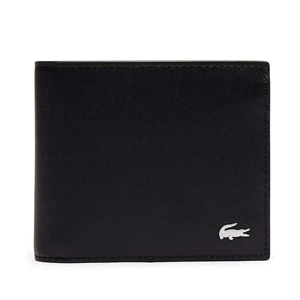 Ví Nam Lacoste Bi fold Wallet Black Leather Men's NH1112 Màu Đen