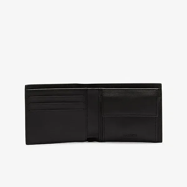Ví Nam Lacoste Bi fold Wallet Black Leather Men's NH1112 Màu Đen