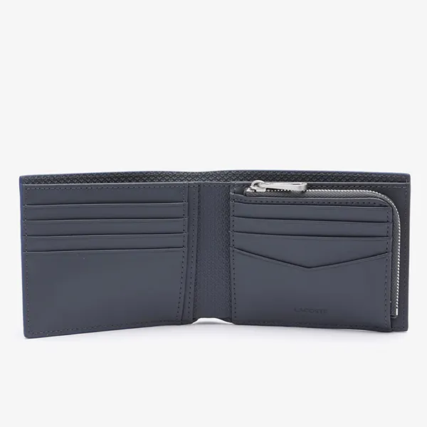 Ví Nam Lacoste Men's Chantaco Leather Billfold Wallet Dark Shadow Cosmique Màu Xám