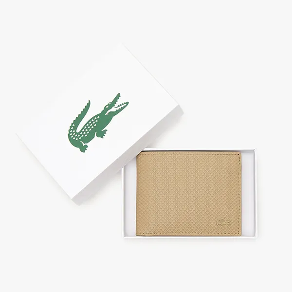 Ví Nam Lacoste Men's Chantaco Pique Leather 3 Card Wallet NH2824-L32 Beige Màu Be