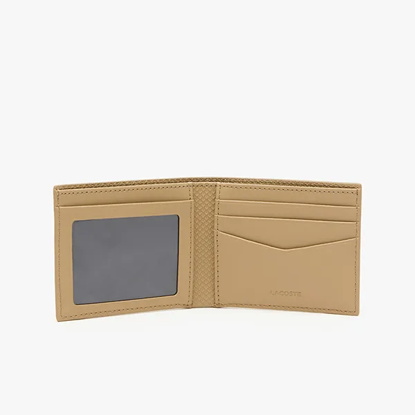Ví Nam Lacoste Men's Chantaco Pique Leather 3 Card Wallet NH2824-L32 Beige Màu Be