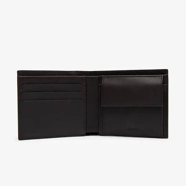 Ví Nam Lacoste Men's Leather Wallet Black NH1112FG 028 Màu Đen