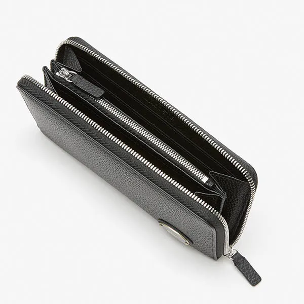 Ví Nữ Lacoste Metal Plate Long Zip Wallet NF3937GZ 000 Màu Đen