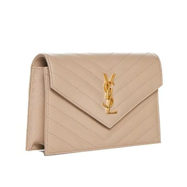 Ví Nữ Yves Saint Laurent YSL Natural Classic Cassandre Chain Envelope Pouch Màu Be