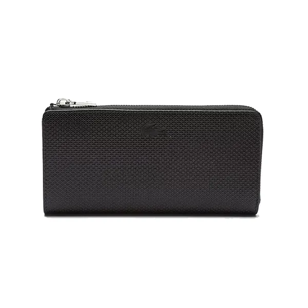Ví Unisex Lacoste Chantaco Zippered Matte Piqué Leather Wallet NF3580KL Màu Đen