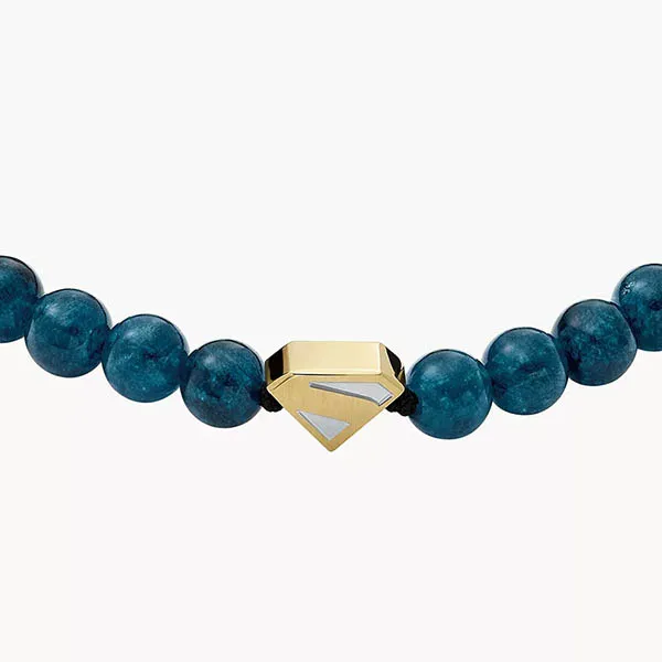 Vòng Đeo Tay Nam Fossil Superman x Fossil Navy Blue Stainless Steel Beaded Bracelet JFC04891998 Màu Xanh