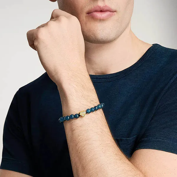 Vòng Đeo Tay Nam Fossil Superman x Fossil Navy Blue Stainless Steel Beaded Bracelet JFC04891998 Màu Xanh