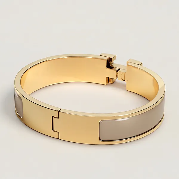 Vòng Đeo Tay Nữ Hermès Clic H Bracelet Marron Glacé H700001F 19GM Màu Vàng Gold