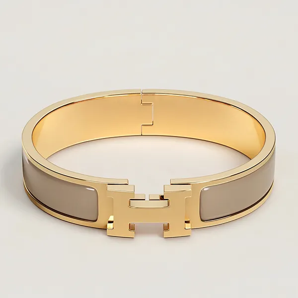 Vòng Đeo Tay Nữ Hermès Clic H Bracelet Marron Glacé H700001F 19GM Màu Vàng Gold