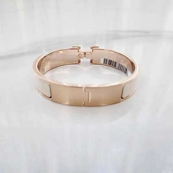 Vòng Đeo Tay Nữ Hermès H Blanc Bangle Bracelet Cream Rose Gold H700001FO85PM 67089306 Màu Vàng