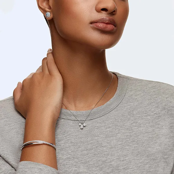 Vòng Đeo Tay Nữ Swarovski Hyperbola Bangle Round Cut White Rhodium Plated 5572725 Màu Trắng Bạc