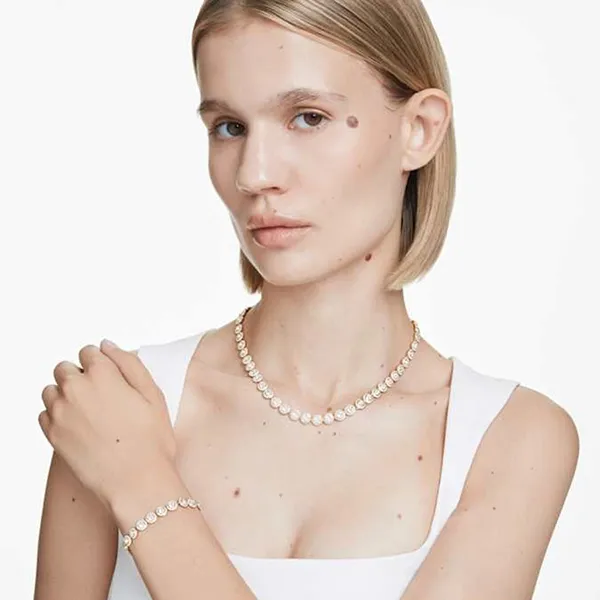 Vòng Đeo Tay Nữ Swarovski Una Angelic Round Cut White Gold Tone Plated Màu Vàng/ Trắng