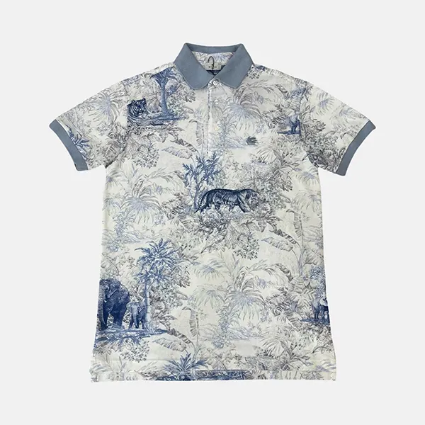 Áo Áo Polo Nam Etro MRMD AK590 X0883 Màu Trắng Họa Tiết Sơn Lâm Size S