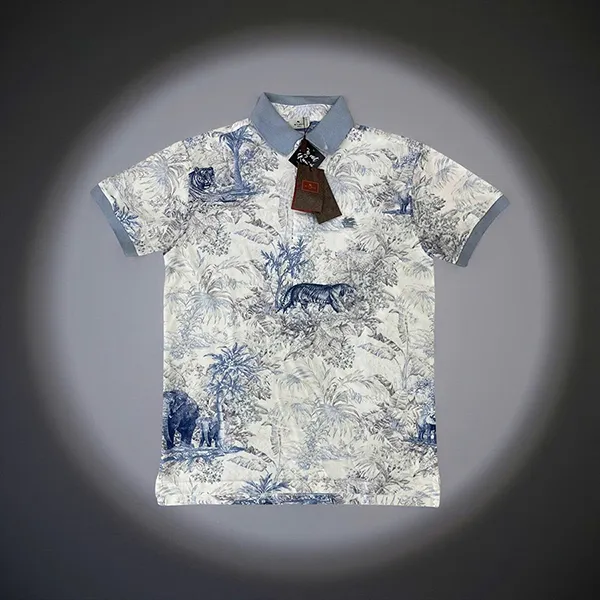 Áo Áo Polo Nam Etro MRMD AK590 X0883 Màu Trắng Họa Tiết Sơn Lâm Size S