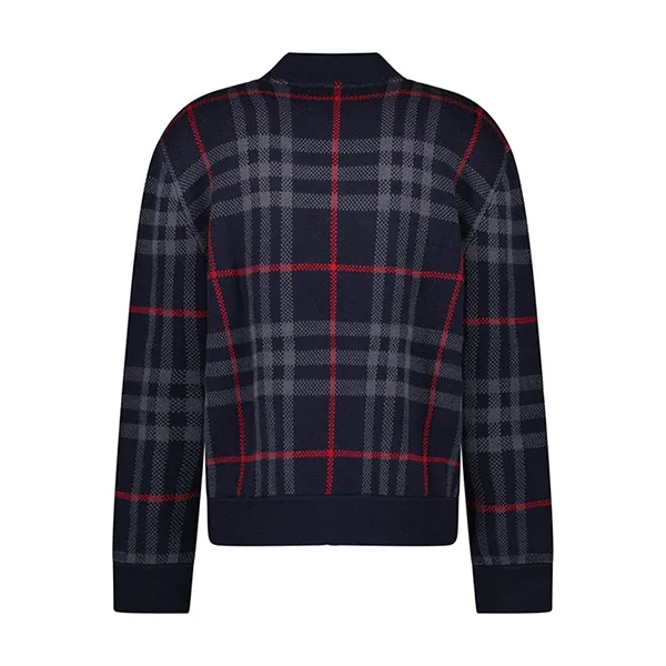 Áo Bomber Nam Burberry Morland Knitted Wool Jacket Check Navy Màu Xanh Kẻ Size S