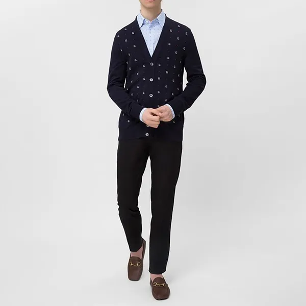 Áo Cardigan Nam Gucci Navy Blue Màu Xanh Đen Size S