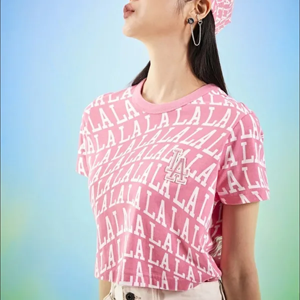 Áo Croptop Nữ MLB Illusion Allover 3FTS61023-07PKS Màu Hồng