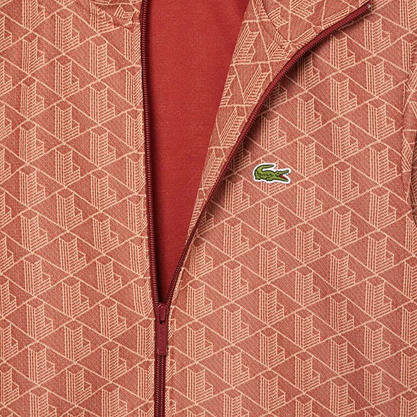 Áo Khoác Nam Lacoste Men's Paris Monogram Zip-Up Sweatshirt SH1368 GTI Màu Nâu Size 2