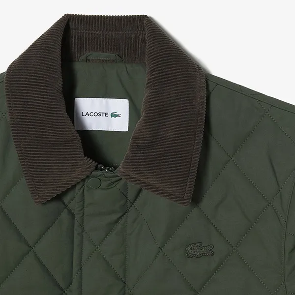 Áo Khoác Nam Lacoste Quilted Jacket BH670E L7A Màu Xanh Rêu Size 48