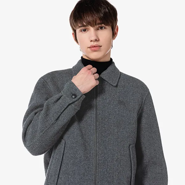 Áo Khoác Nam Lacoste Wool Trucker Jacket BH602E 050 Màu Xám Size 3