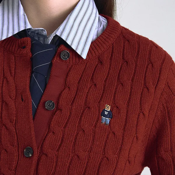 Áo Len Cardigan Nữ WHOAU Steve Cable Red WHCKF4901F-01 Màu Đỏ