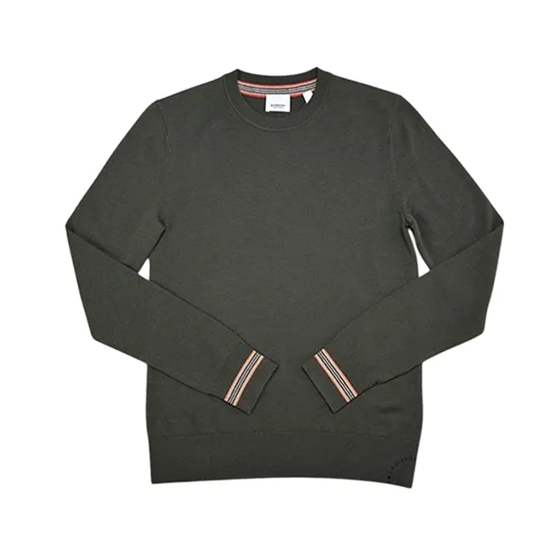 Áo Len Nam Burberry Dark Green Viền Cổ Tay Màu Xanh Rêu Đậm Size M