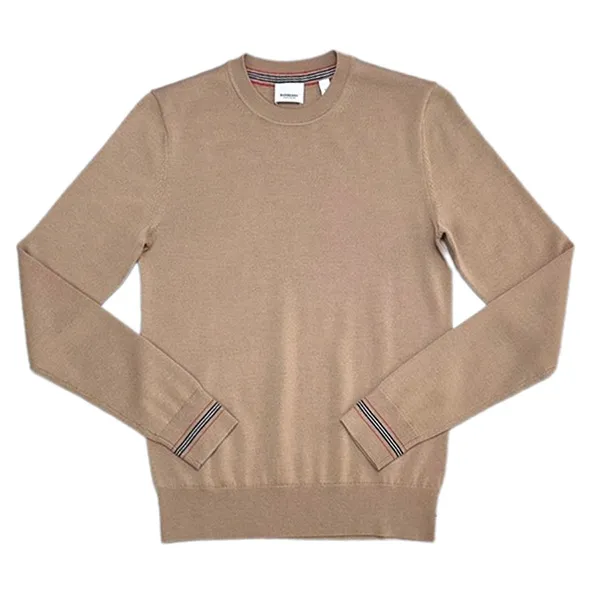 Áo Len Nam Burberry Icon Stripe Trim Wool Sweater SP148543 Màu Camel Size XS