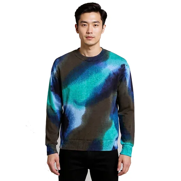 Áo Len Sweater Nam Armani Exchange A414132007000 Họa Tiết Xanh Phối Màu Size M