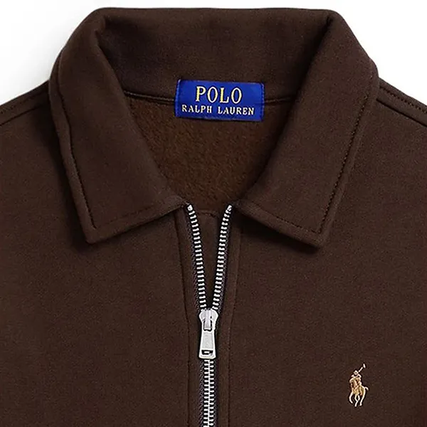 Áo Nỉ Ralph Lauren Fleece Quarter-Zip Pullover Sweatshirt Kid Màu Nâu Size L