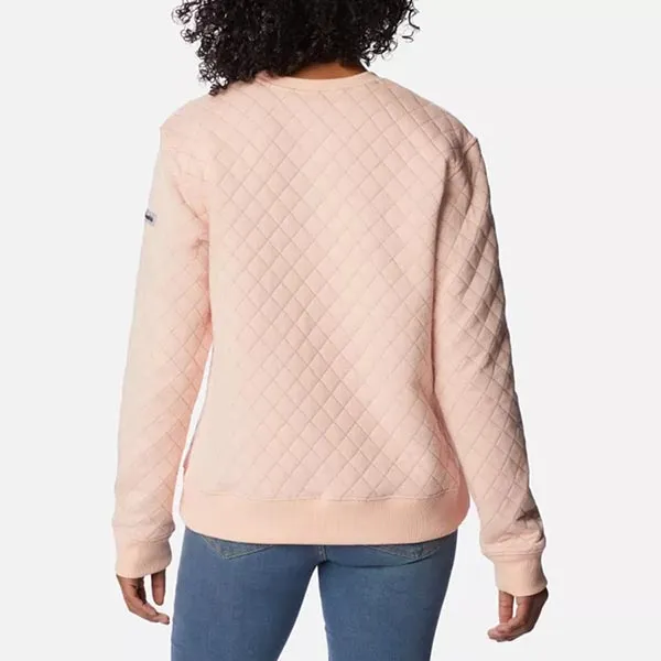 Áo Nỉ Sweater Nữ Columbia Women's Lodge Quilted Crew Neck Sweatshirt Màu Hồng Nhạt Size L