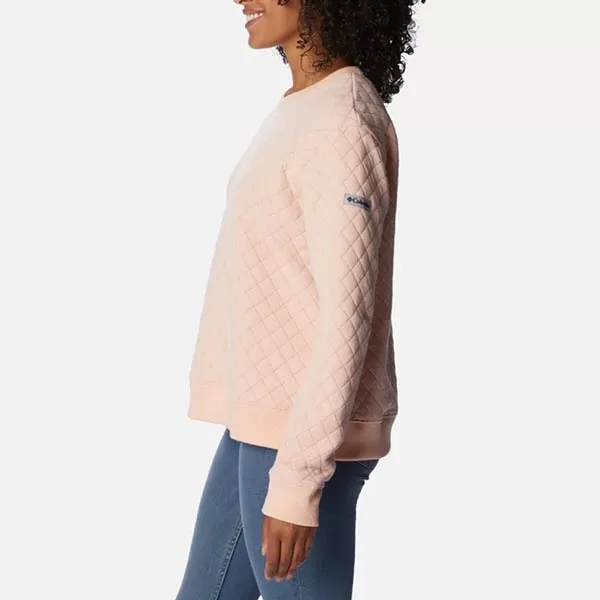 Áo Nỉ Sweater Nữ Columbia Women's Lodge Quilted Crew Neck Sweatshirt Màu Hồng Nhạt Size L