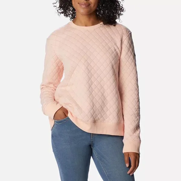 Áo Nỉ Sweater Nữ Columbia Women's Lodge Quilted Crew Neck Sweatshirt Màu Hồng Nhạt Size L