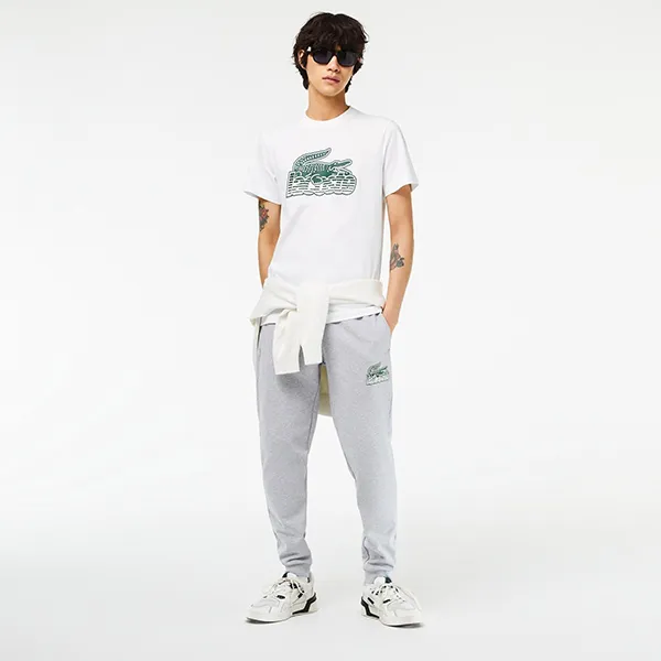 Áo Phông Nam Lacoste Cotton Jersey Print Tshirt TH5070-001 Màu Trắng Size 3