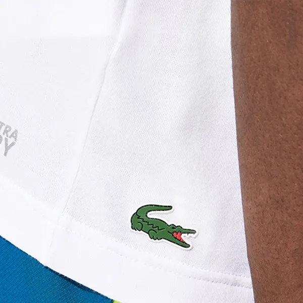 Áo Phông Nam Lacoste Men's Tennis Technical Jersey Logo Tshirt White Màu Trắng Size 4
