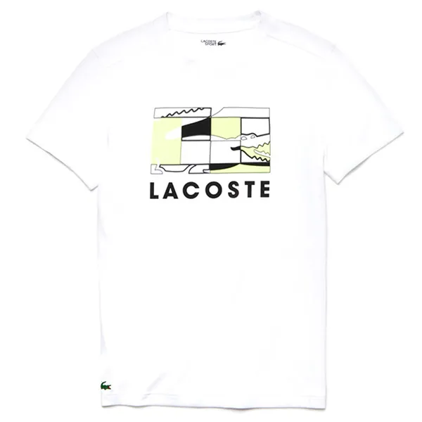 Áo Phông Nam Lacoste Men's Tennis Technical Jersey Logo Tshirt White Màu Trắng Size 4