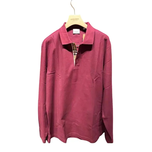 Áo Polo Dài Tay Nam Burberry Long Sleeve Màu Đỏ Đô Size M