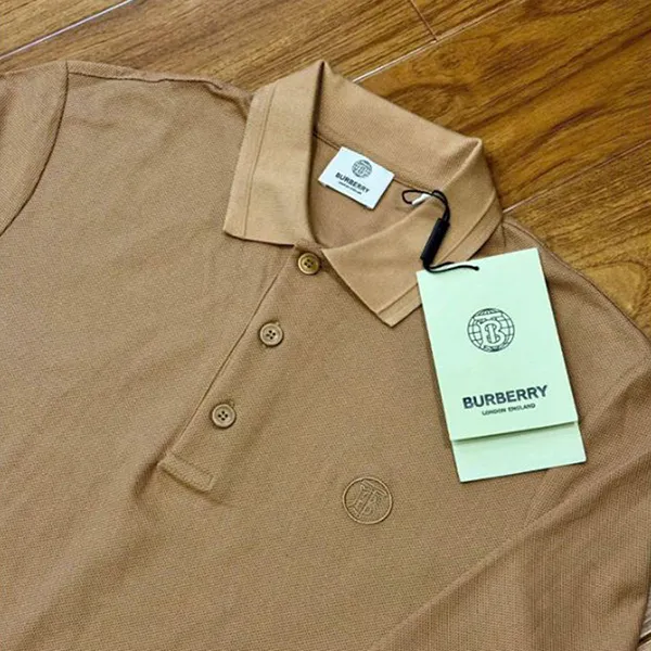 Áo Polo Dài Tay Nam Burberry Long Sleeve Monogram Motif Cotton Shirt Màu Be Đậm