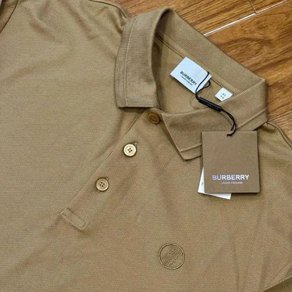 Áo Polo Dài Tay Nam Burberry Long Sleeve Monogram Motif Cotton Shirt Màu Nâu Be