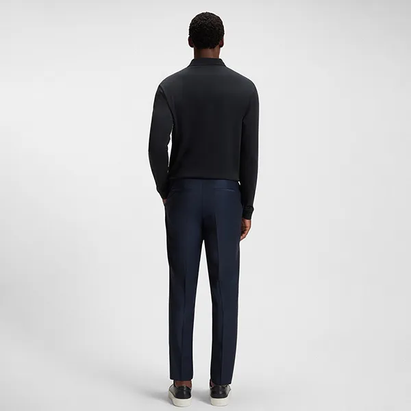 Áo Polo Dài Tay Nam Hugo Boss Regular-fit Polo Shirt In Interlock Cotton Dark Blue Màu Xanh Đậm Size S