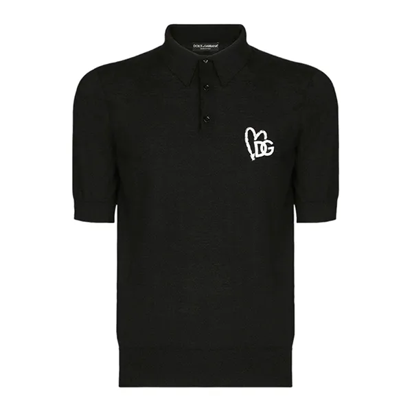 Áo Polo Nam Dolce & Gabbana D&G Black With White Embroidery GXN38Z JBSA0 Màu Đen Size 46
