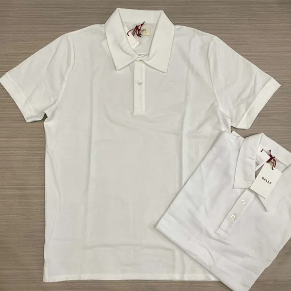 Áo Polo Nam Bally Men’s Shirt Logo B White Màu Trắng Size S