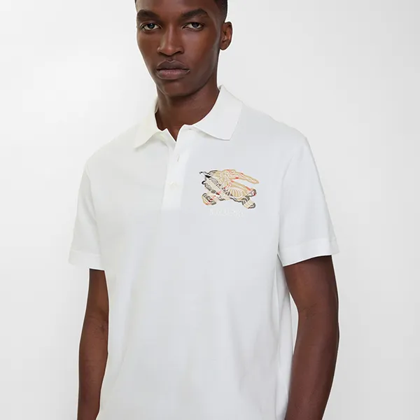 Áo Polo Nam Burberry BBR EKD Check Shirt Màu Trắng Size S