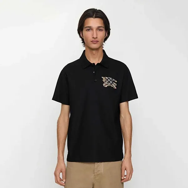 Áo Polo Nam Burberry Cotton Piqué 8116120 Màu Đen Size S